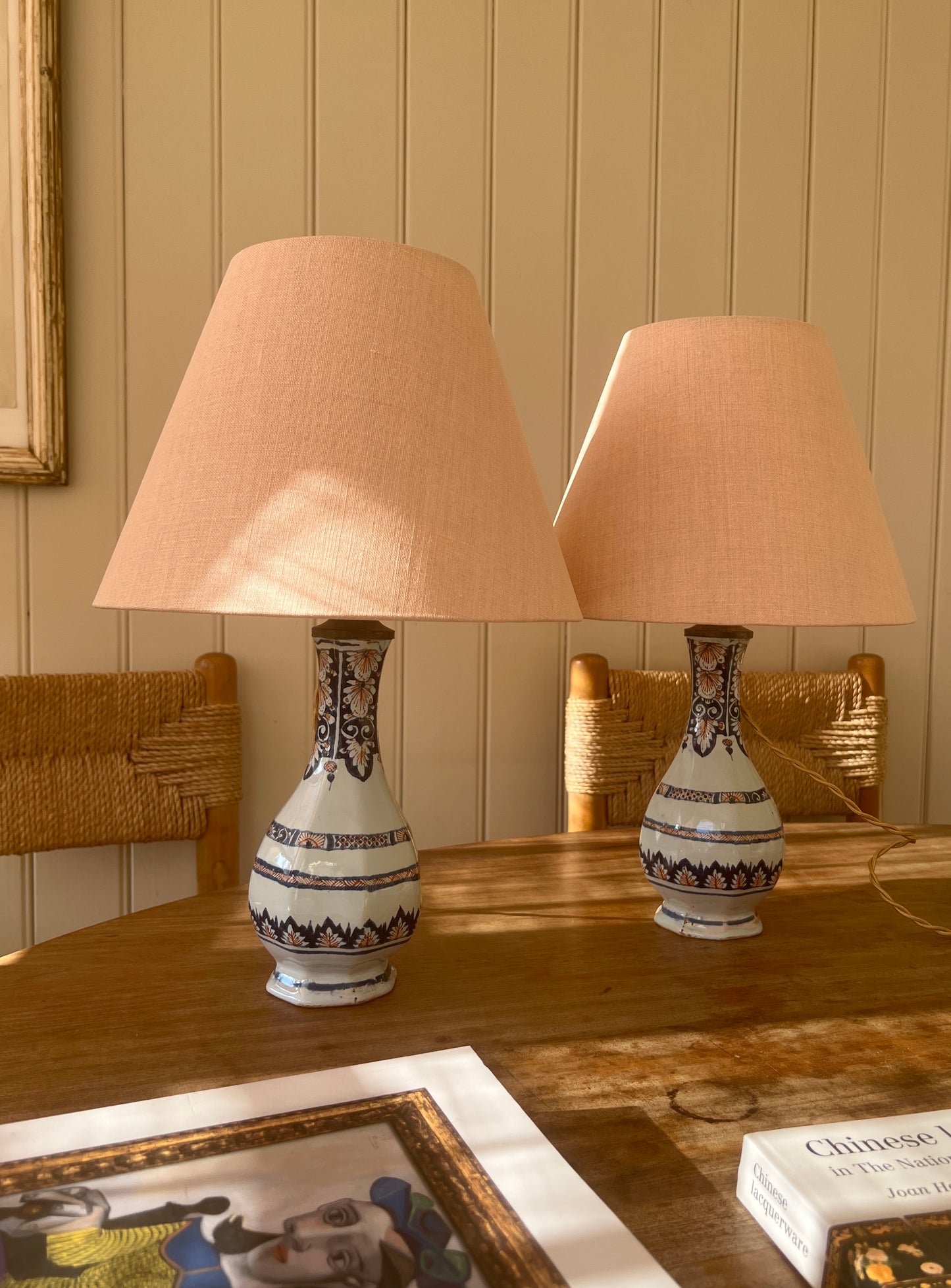 Pair of Faience Table Lamps