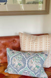 Linen Pillows - Blue/Green Paisley