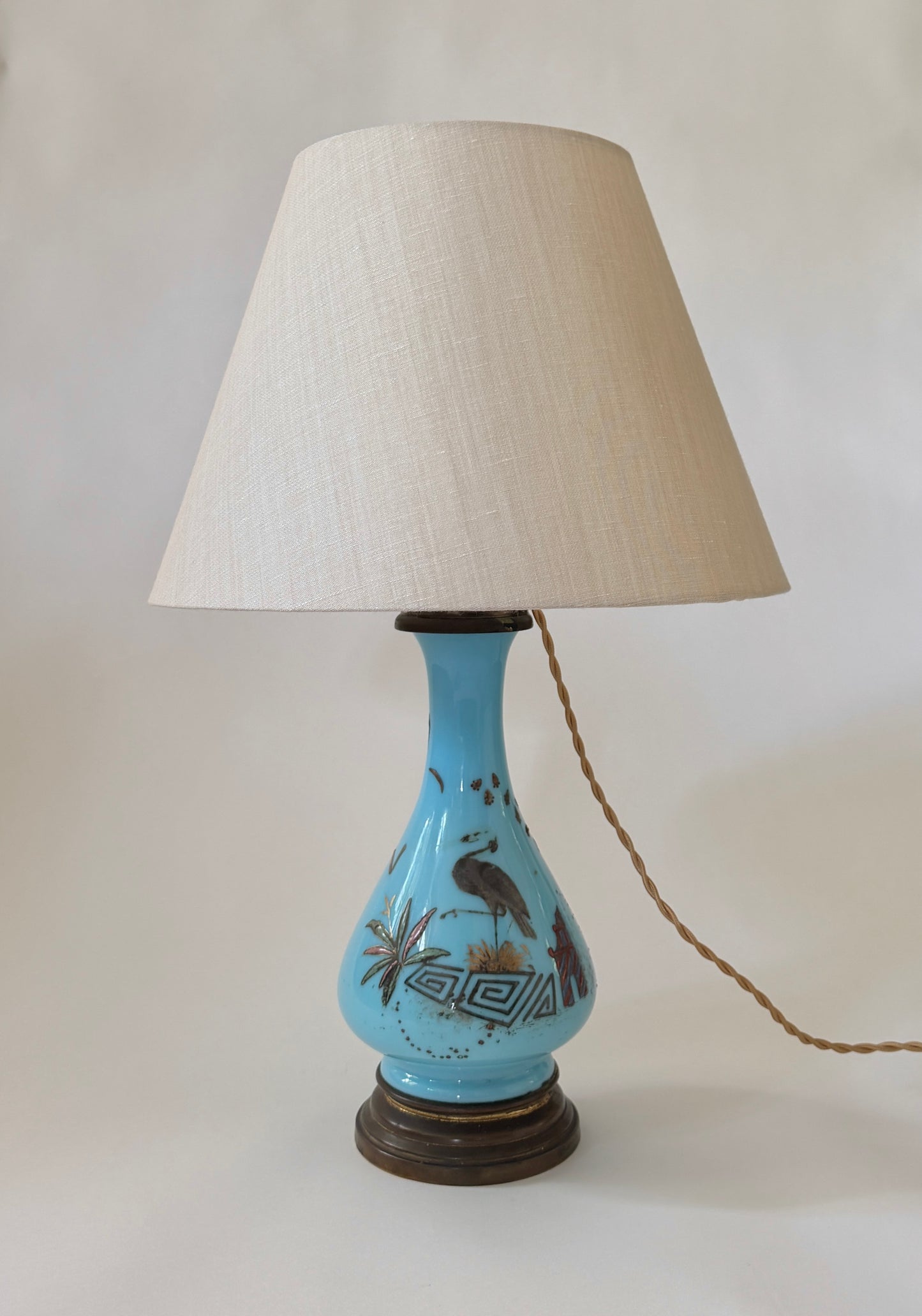 French Glass Table Lamp