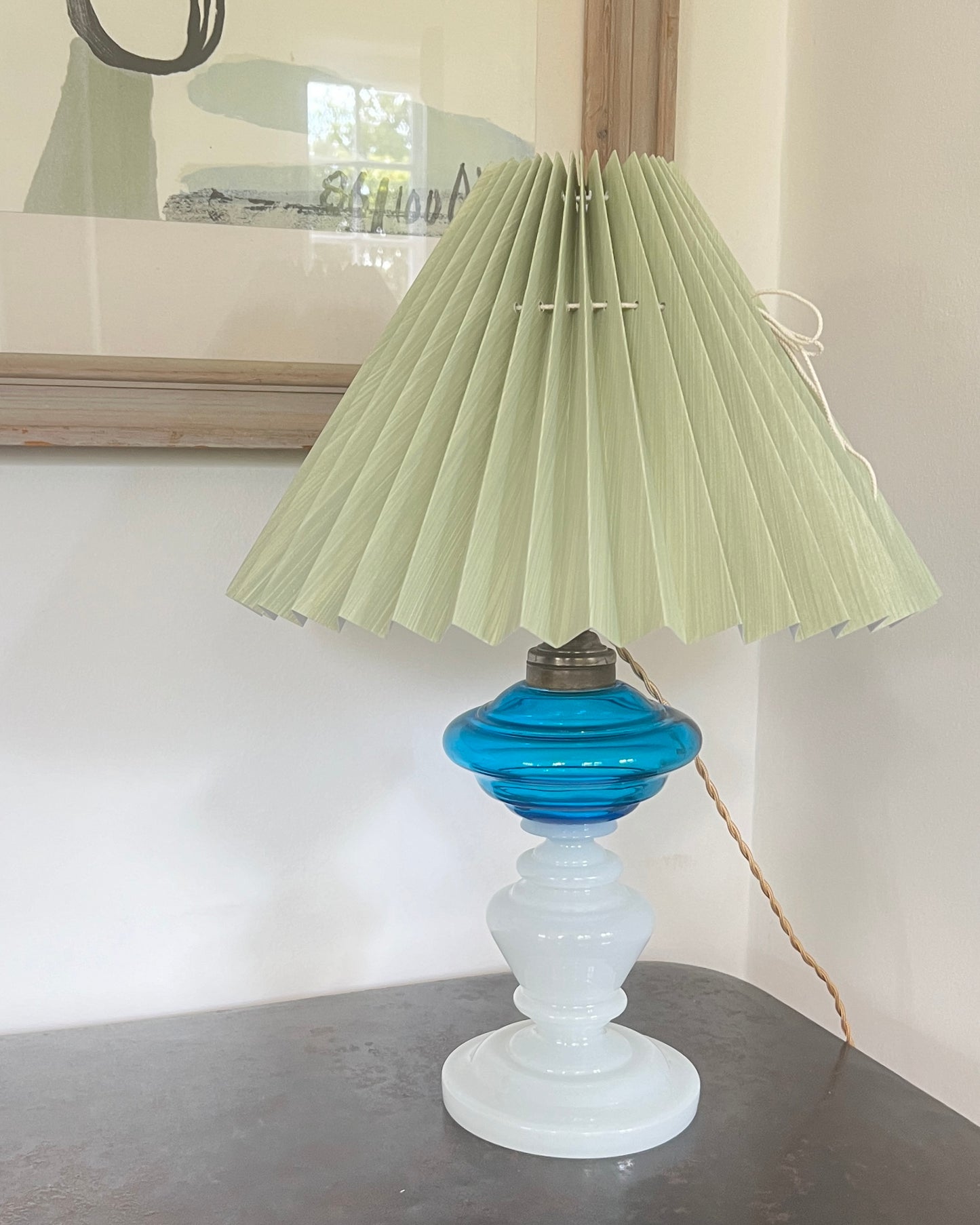 French Glass Table Lamp