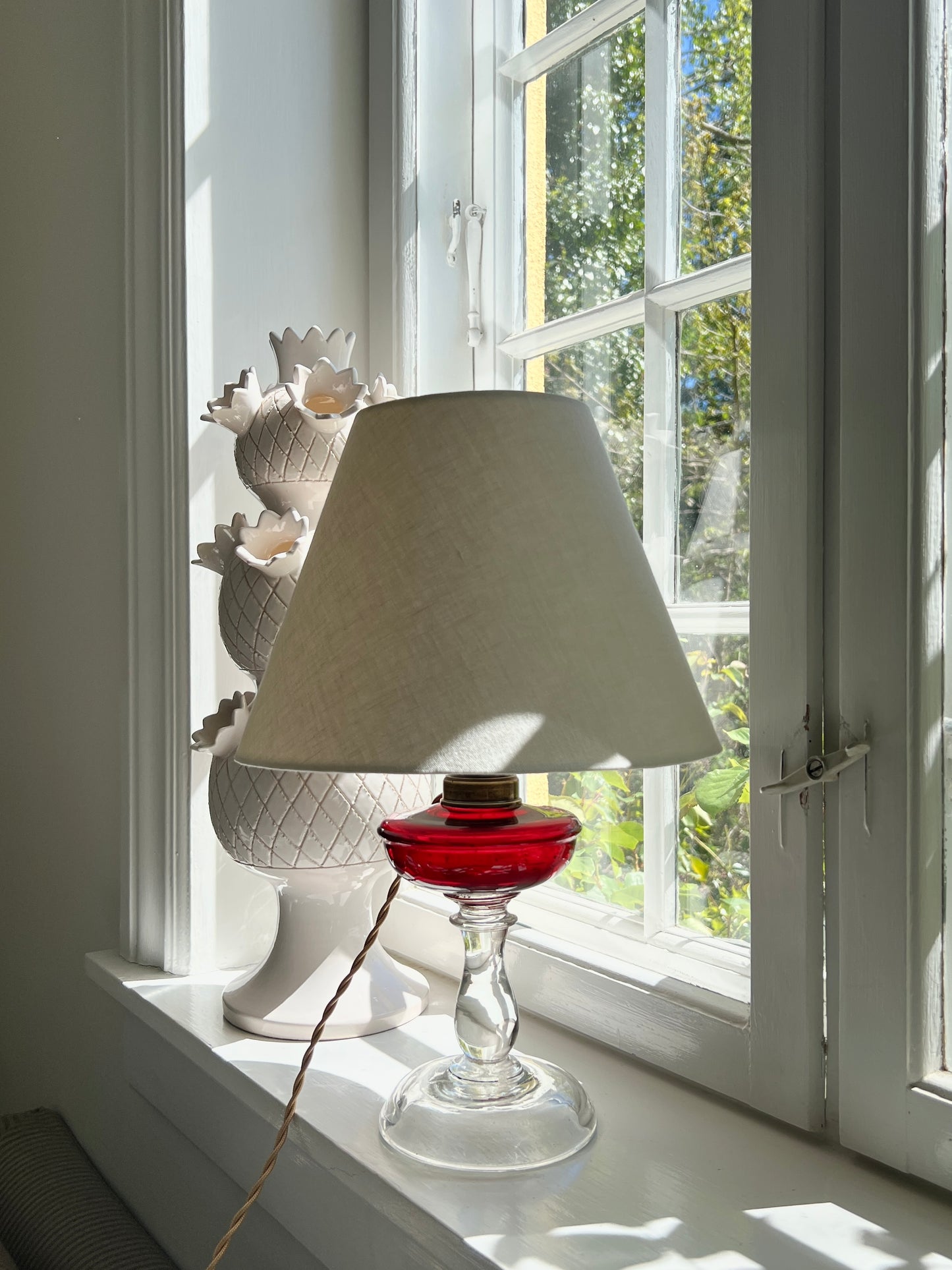 French Glass Table Lamp