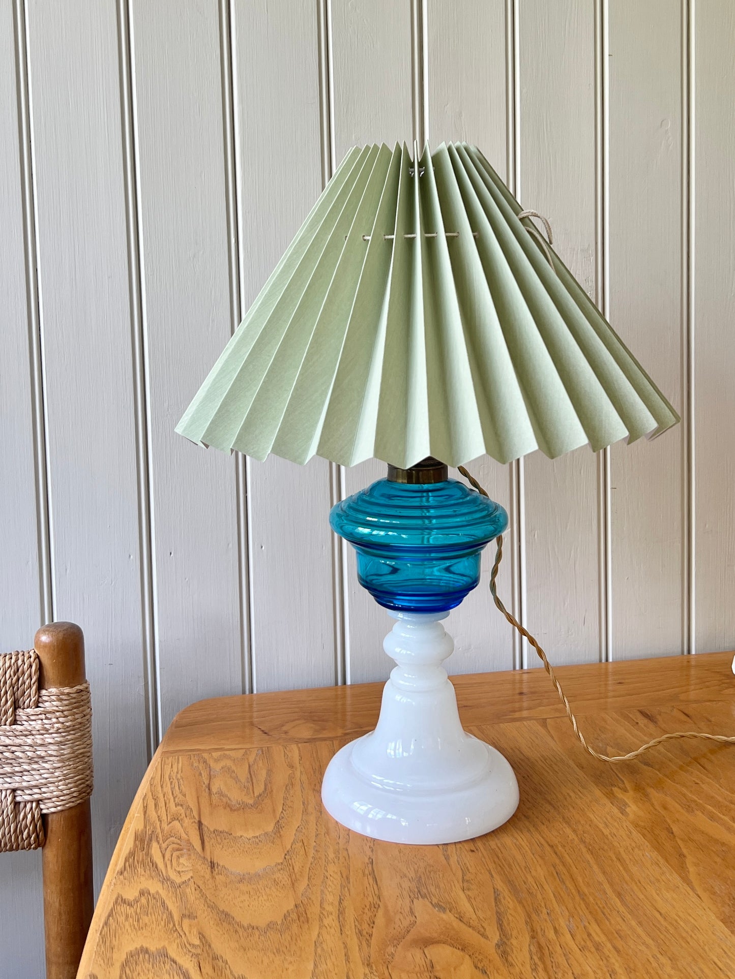 French Glass Table Lamp