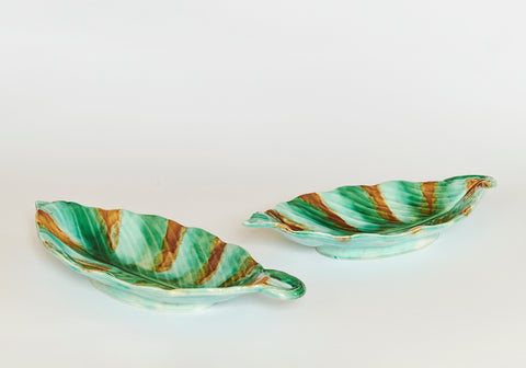 Pair of Ceramic Leaf Bowls
